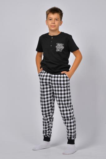 Пижама для мальчика 92219 (Черный/черная клетка) - Лазар-Текс