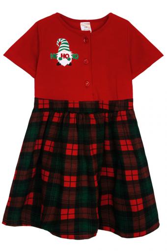 Платье для девочки 81204 (Красный/зеленая клетка) (Фото 2)