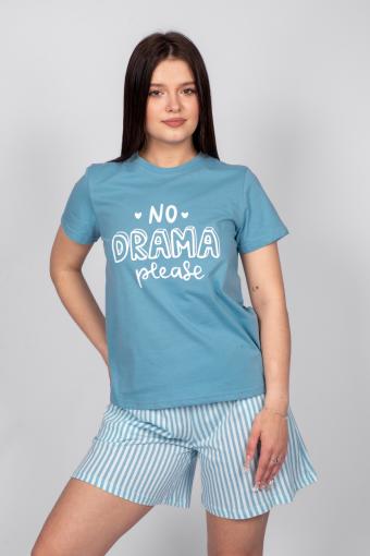 Пижама женская футболка_шорты 0932 (Голубая полоска) - Лазар-Текс