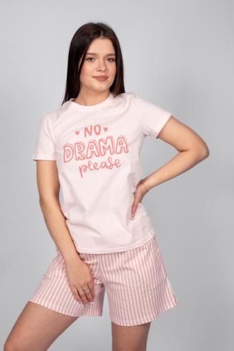 Пижама женская футболка_шорты 0932 (Розовая полоска) - Лазар-Текс