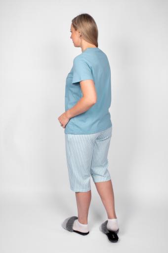 Пижама женская (футболка_капри) 0937 (Голубая полоска) (Фото 2)