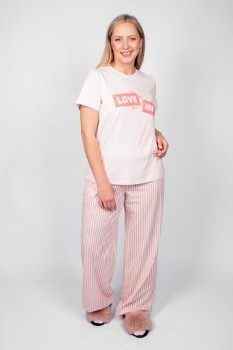 Пижама женская футболка_брюки 0933 (Розовая полоска) - Лазар-Текс