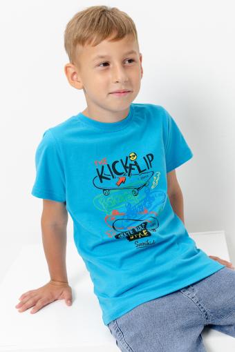 футболка детская с принтом 7444 (Бирюза) - Лазар-Текс