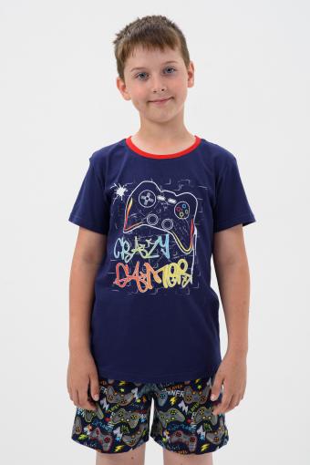 Пижама Игроман детская короткий рукав с шортами (Темно-синий) - Лазар-Текс
