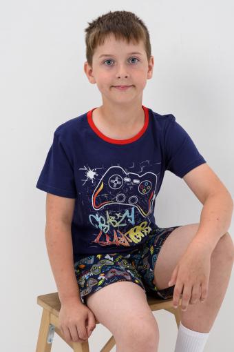 Пижама Игроман детская короткий рукав с шортами (Темно-синий) (Фото 2)