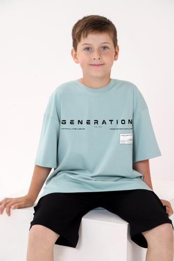 Фуфайка (футболка) для мальчика ЛЕОН-1 (Пыльно-голубой) (Фото 2)