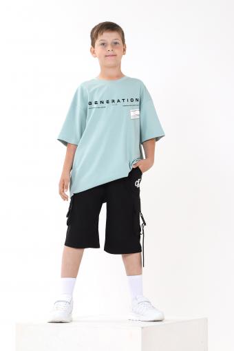 Фуфайка (футболка) для мальчика ЛЕОН-1 (Пыльно-голубой) - Лазар-Текс