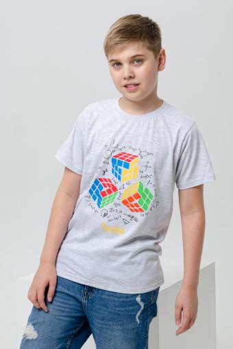 футболка детская с принтом 7446 (Серый меланж) - Лазар-Текс