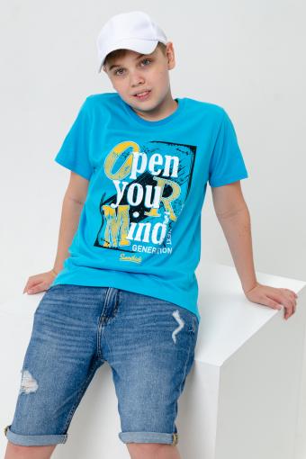 футболка детская с принтом 7446 (Голубой яркий) - Лазар-Текс