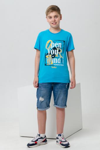 футболка детская с принтом 7446 (Голубой яркий) (Фото 2)
