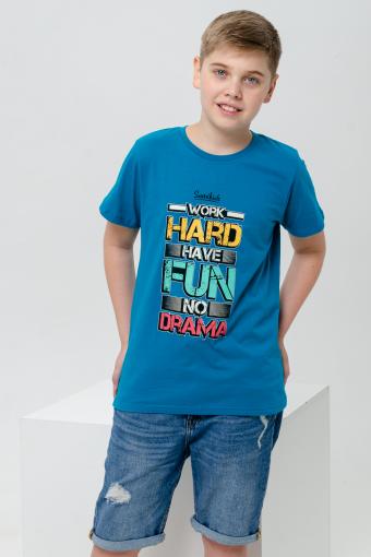 футболка детская с принтом 7446 (Морская волна ярк.) - Лазар-Текс