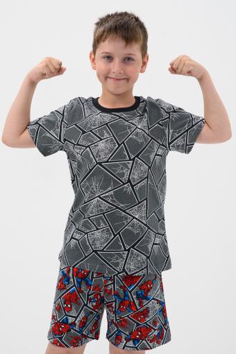Пижама Сверхчеловек детская короткий рукав с шортами (Серый) - Лазар-Текс