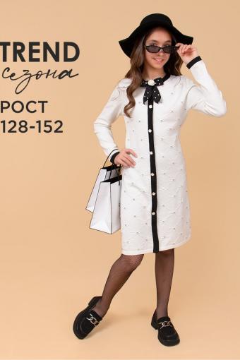 Платье для девочки вязанный трикотаж SP50119 (Белый) - Лазар-Текс